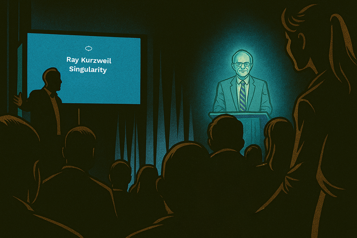 Ray Kurzweil talked about The Singularity Theory and Atrificial Intelligence at freiheit.com’s Kamingespräch event