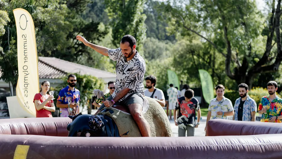 One game of the freiheit.com Summer Olympics was bull riding
